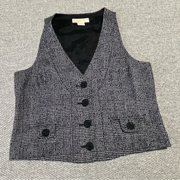 Michael Kors Women's Size 8 Black Tweed Lined Fitted Acrylic Blend Button - Picture 11 of 16